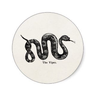 Vintage 1800s Viper Snake Antique Snakes Vipers Round Stickers