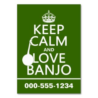 Keep Calm and Love Banjo (any background color) Business Card Templates