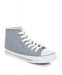 Grey Quilted Lace Up Hi Tops