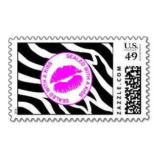 Zebra Lips Kiss Pink Postage Stamp