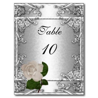 Table Number Card Elegant Wedding Silver Rose Post Card