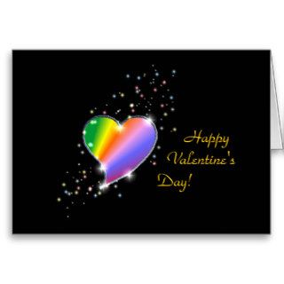 Valentine's Day  Rainbow Heart with Stars on black Cards