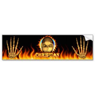 Christian skull real fire and flames bumper sticke bumper sticker