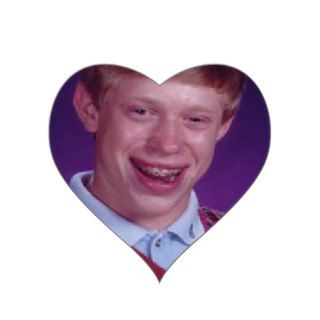 Bad luck Brian meme Heart Stickers