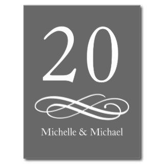 Classic Flourish Table Numbers (Gray / White) Post Cards