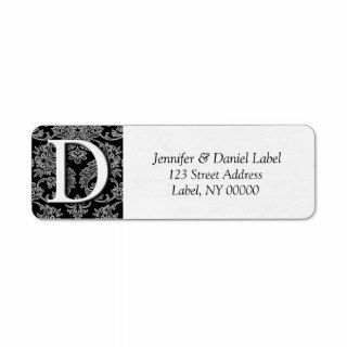 Damask Monogram D Return Address Labels