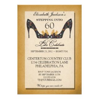 Vintage Floral Shoe 60th Birthday Party Invitation