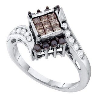 14K White Gold 0.75 TCW Cognac Diamond Ring Will Ship With Free Velvet Jewelry Gift Box Lagoom Jewelry