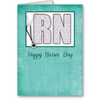 RN Happy Nurses Day in Words, on Green Background Card