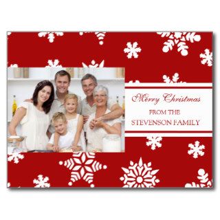 Photo Red and White Merry Christmas Postcards
