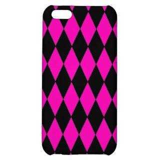 Hot Pink and Black Diamond Harlequin Pattern iPhone 5C Case