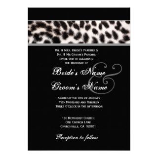 Black and White Cheetah Wedding Metallic Paper Custom Invitations