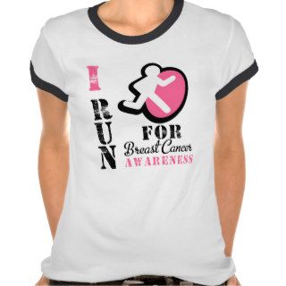 I Run For Breast Cancer Awareness Tee Shirts