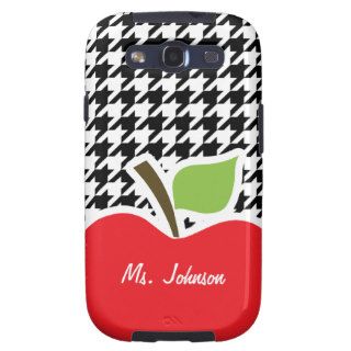Apple for Teacher on Black & White Houndstooth Galaxy SIII Case