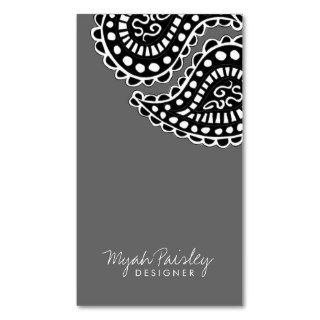 311 Myah Paisley Solid Gray Business Card Template
