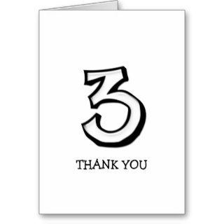 Silly Number 3 white Thank You Note Card