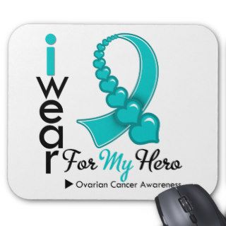I Wear Ovarian Cancer Ribbon For My Hero T Shirts Mouse Mat