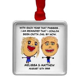 Funny Anniversary Quote with Cartoon Ornaments