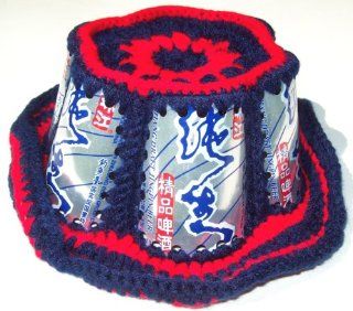 CHINESE CROCHETED JINGPIN ZHUJIANG CROCHET BEER CAN HAT BEACH BLEACHER BUM CAP Toys & Games