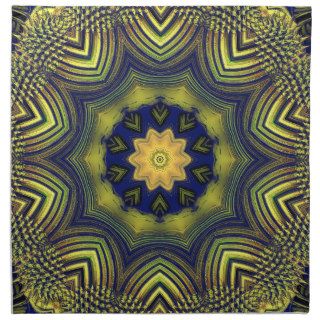 Blue and Yellow Fractal Abstract Tile 288 Cloth Napkins