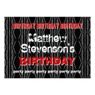 Birthday Party Any Year Modern Red Black White V02 Personalized Invitations