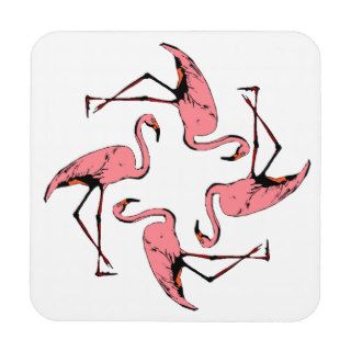 Coasters Retro Pop Art Pink Flamingo Birds Flock