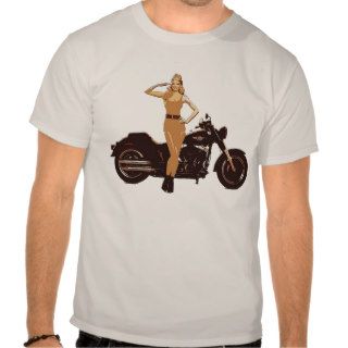Vintage motorcycle poster pin up girl t shirt