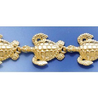 Gold Bracelet Sea Turtle Bracelet Textured Million Charms Jewelry