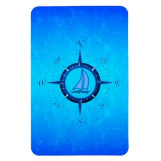 Ocean Blue Sailboat And Compass Rose Vinyl Magnet