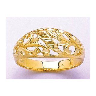 Gold Ring Paisley D C Design Cut out Dome Jewelry