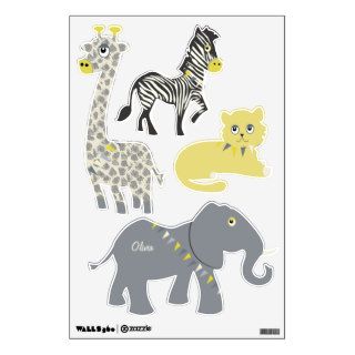 Jungle Giraffe Zebra Tiger Elephant Decal Room Stickers