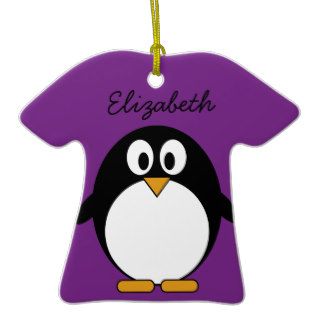 cute cartoon penguin purple ornament