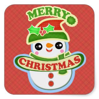 Merry Christmas Kawaii Snowman Gift Stickers