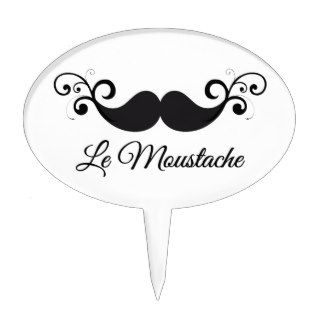 Le Moustache design with curly mustache Cake Picks