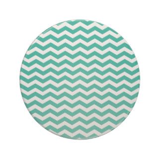Emerald Green And White Zigzag Chevron Pattern Drink Coasters