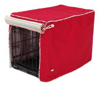 Crate Covers and More Simply Red with Sierra Cool Blue Cording Stagecoach, Single Door  Pet Memorial Products 
