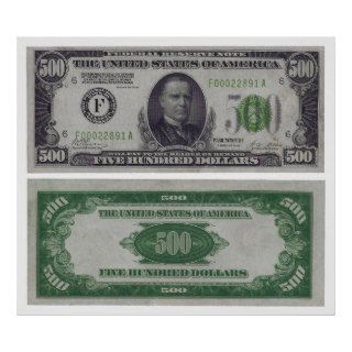500 Dollar Federal Reserve Gold Certificate Print