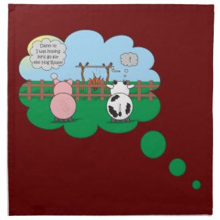 Funny Rudy Pig & Moody Cow Humor Animals Gift Printed Napkins