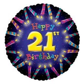 Single Source Party Supplies   18" Happy 21st Birthday Mylar Foil Balloon Toys & Games