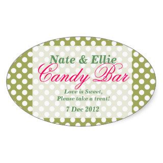 Green and white  dotty Candy Bar Sticker