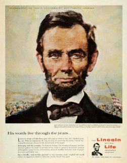 1963 Ad Abraham Lincoln Life Insurance Portrait Gettysburg Address Anniversary   Original Print Ad  