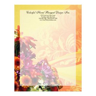 Colorful Floral Bouquet Orange/Yellow Design Custom Letterhead