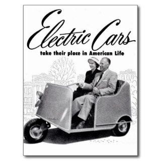 Retro Vintage Kitsch 50s Electric Car 3 Wheel Postcards