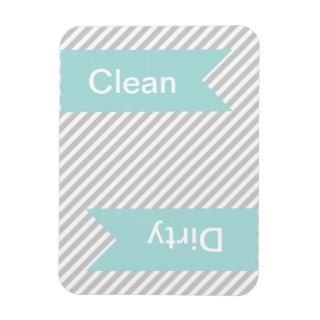 Grey Striped Clean   Dirty Dishwasher Magnets