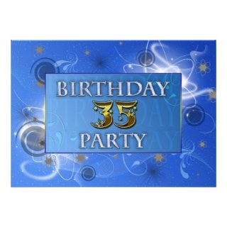 35th Abstract lights Birthday party invitation