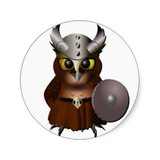 "Great Horned Owl" Viking Helmet Owl Round Sticker