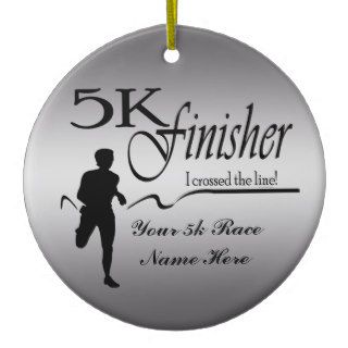 Mens Runner Running 5K Finisher Add Your Race Christmas Tree Ornaments