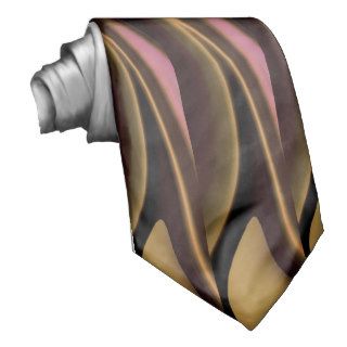 Black Mauve And Tan Wave Strips Neck Ties