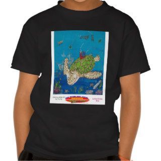 #131 8x10  Hitching a ride on a sea turtle Tee Shirts