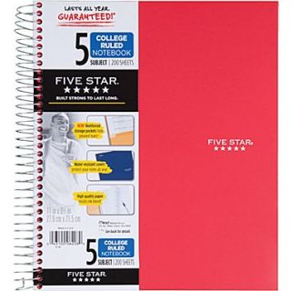 Mead Five Star Wirebound Notebook, 5 Subject, College Ruled, 8 1/2 x 11, Red  Make More Happen at